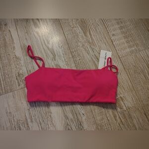 Seamless Hot Pink Stretch Bandeau Bra with Adjustable Straps